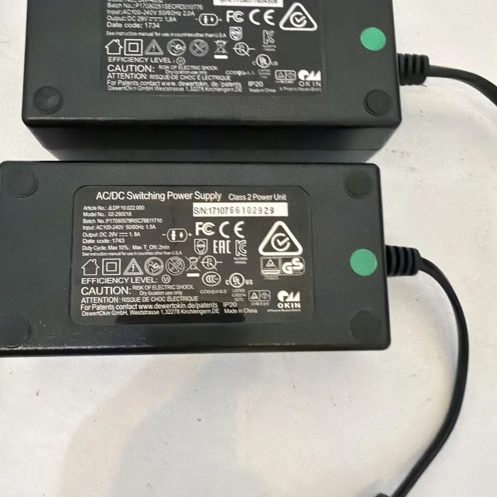 2 Models SW-4052 & 02-290018 29V 1.8A Power Switching Supply AC Adapter Charger